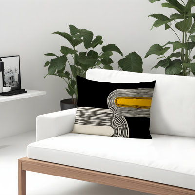 Cassie Spun Polyester Lumbar Rectangular Indoor/Outdoor Pillow Cover & Insert