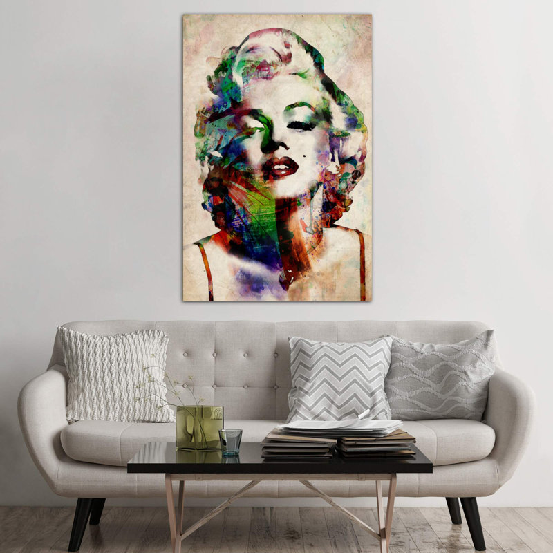 Watercolour Marilyn Monroe by Michael Tompsett - Print on Canvas, 101.6 cm H x 66.04 cm W x 1.91 cm D, No Frame