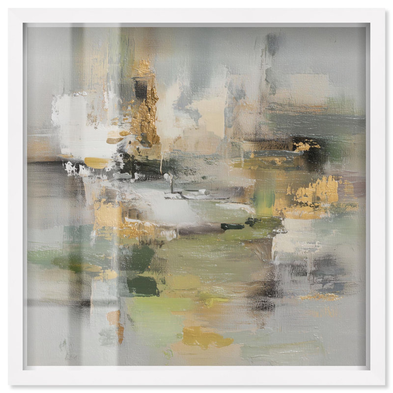 Décoration murale abstraite «Moss Agate II» par Art Remedy, cadre blanc, 30 x 30, H 31 po x l 31 po, Cadre blanc