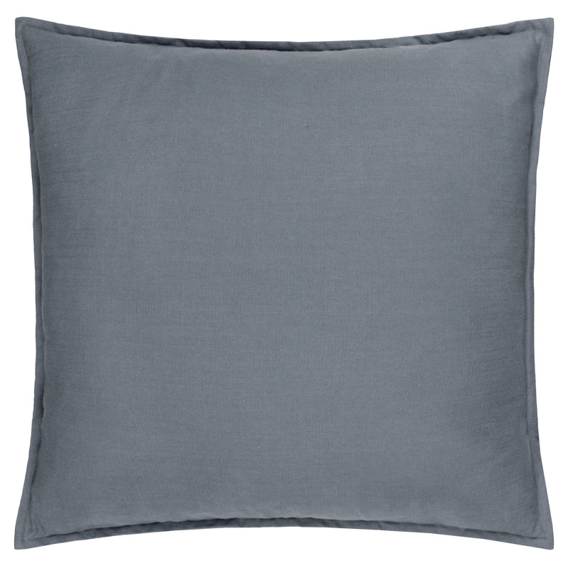 Slub Cotton Square Cushion, Blue, Feather