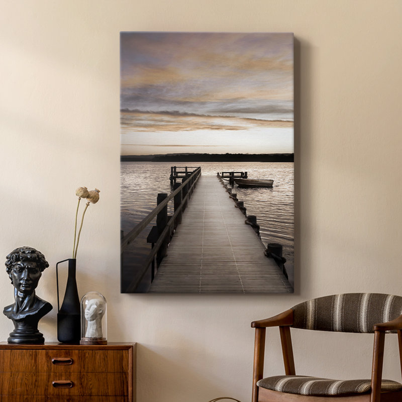 Coucher de soleil sur une jetée - galerie Cavas sur mesure, H 48 po x l 32 po