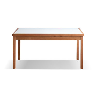 Blanc / brun pierre rectangulaire + table de salle à manger papillon en bois massif