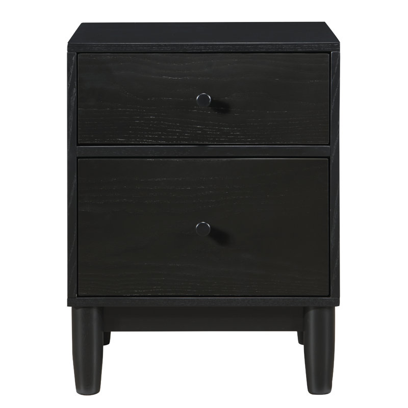 Liubomiras Closed Storage Nightstand, Black
