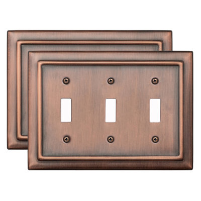 Architectural 3-Gang Toggle Light Switch Wall Plate (Set of 2)