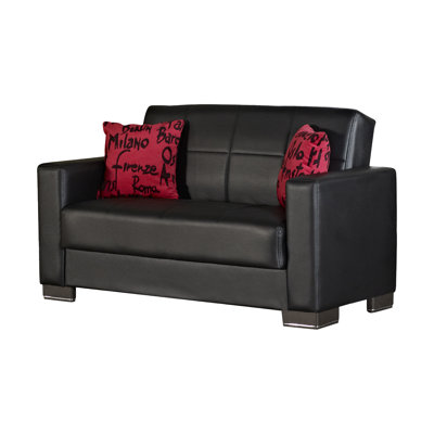Lado 63'' Faux Leather Tight Back Convertible Sofa