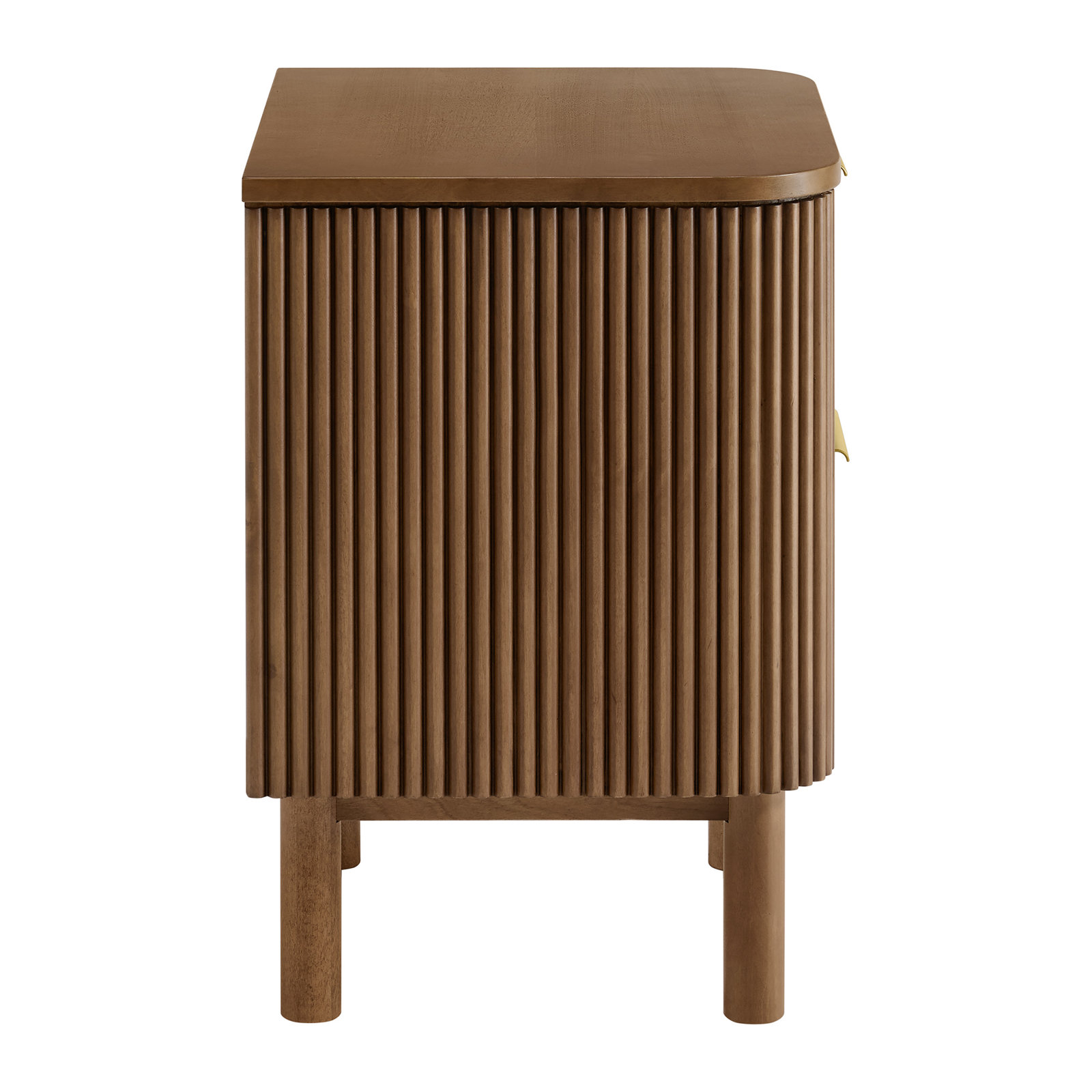 2-Drawer Reeded Eucalyptus Nightstand, Brown Reeded Birch