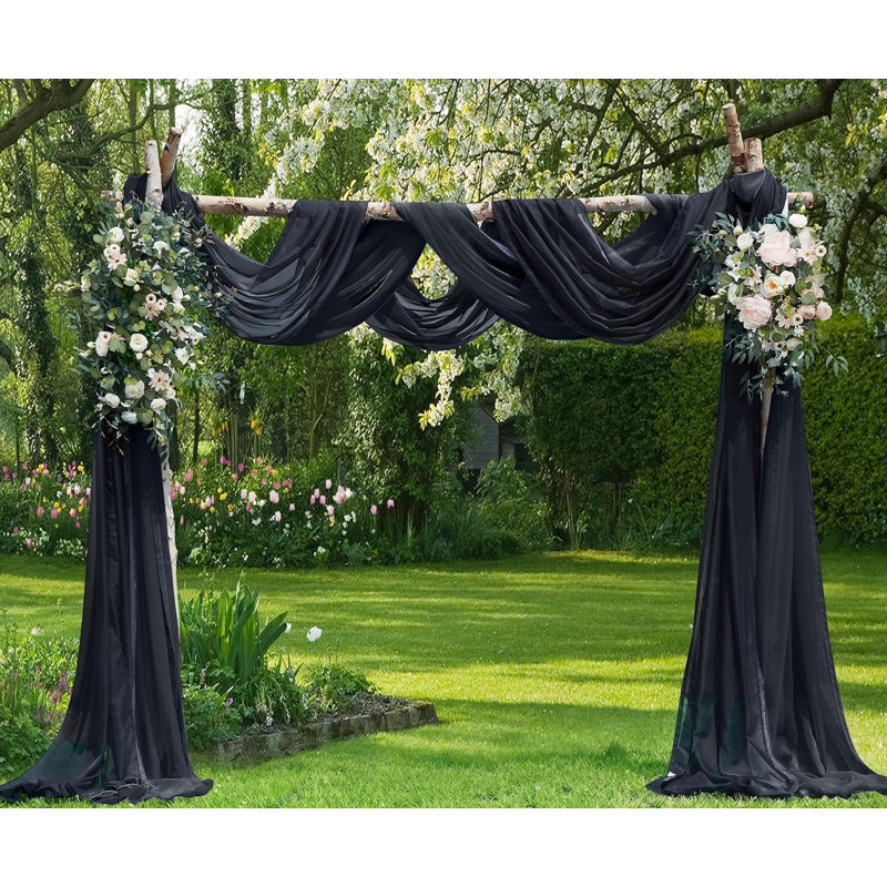 Ensemble de rideaux de mariage pour arche ou toile de fond de mariage, H 288 po x l 55 po , Noir