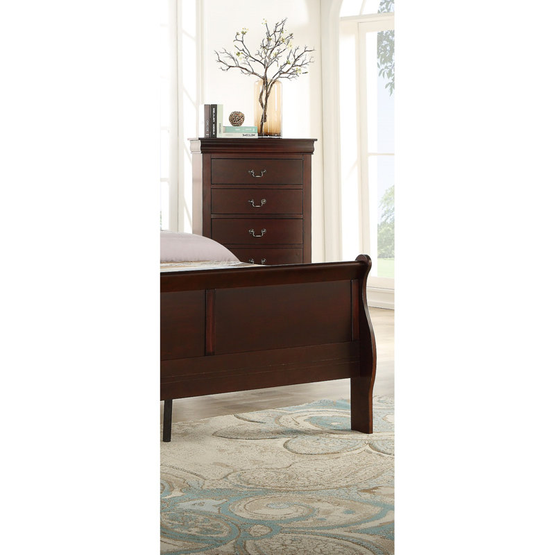 Commode cerise, commode avec tiroirs, commode de chambre moderne, commode 5 tiroirs