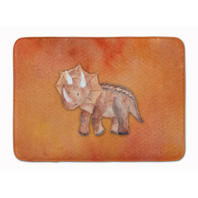 Tapis pour salle de bain en mousse à mémoire tricératops aquarelle Derek
