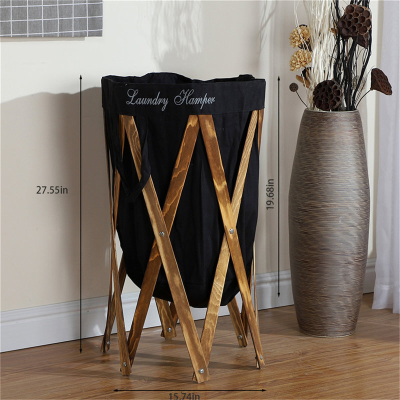 Fabric Laundry Hamper with Handles, Black