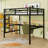 Metal Loft Bed With Charging Station And LED Lights And Built-In Desk-257613330