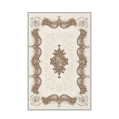 Stylish Woven Carpet, 4 x 6 Feet, 100% Polyester | Antibacterial, 3D Digital Printing, Non-Slip PVC Felt Dot Underside | Machine Washable, 0.4 in Pile Height, Perfect for Living Room & Bedroom Decor