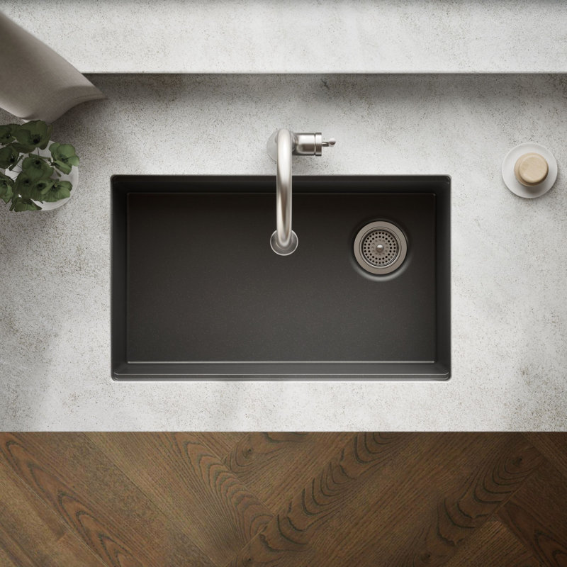 Billings Undermount Single-Bowl Workstation Kitchen Sink, Black