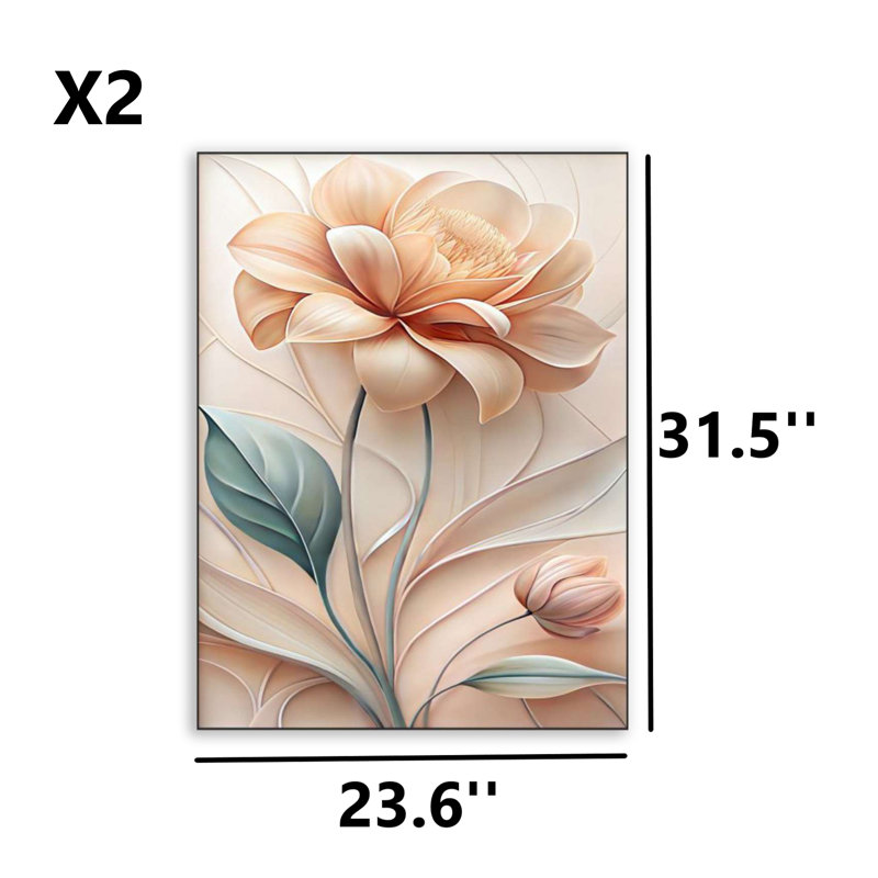 Ensemble de 2 décorations murales en panneau de fibres à densité moyenne, rosé et sauge, H 31,5 po x l 47,2 po