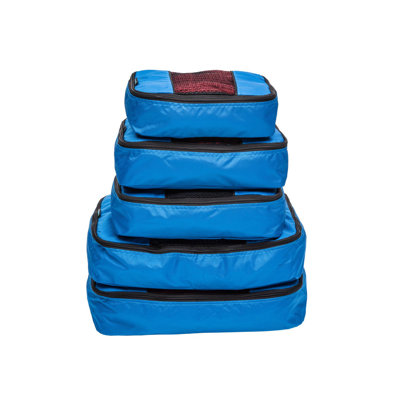 Ensemble de 5 cubes de rangement pour bagages, bleu, 2 petits, 2 moyens, 1 grand