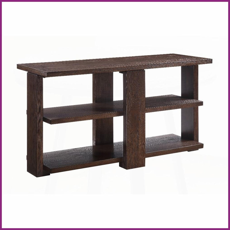 Table basse en noyer à 2 tablettes pour le salon, structure stable et amp; Vaste espace de rangement