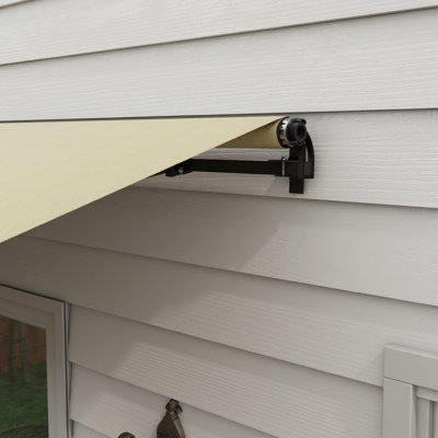 Outsunny 2'' Polyester Beige Cover Retractable Patio Awning
