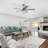 52-Inch Cement Grey Ceiling Fan With E26 Light,Glass Lampshade,5 Plywood Blades,Noiseless DC Motor,6 Wind Speed