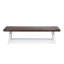 Banc en bois avec sablage brun foncé et structure en métal rustique blanc, hauteur de 17,5 po pour banc de finition pour l'extérieur