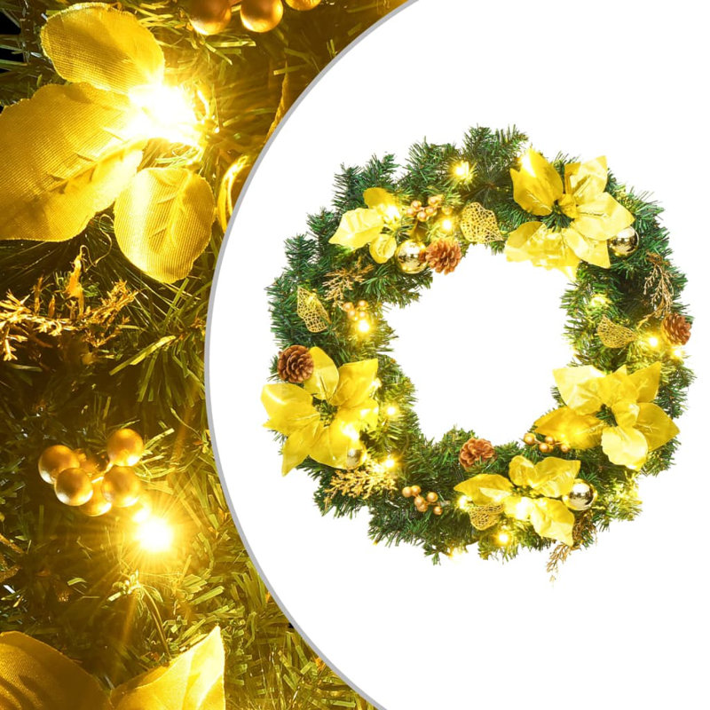 Guirlande de Noël avec guirlande de Noël, Vert/doré
