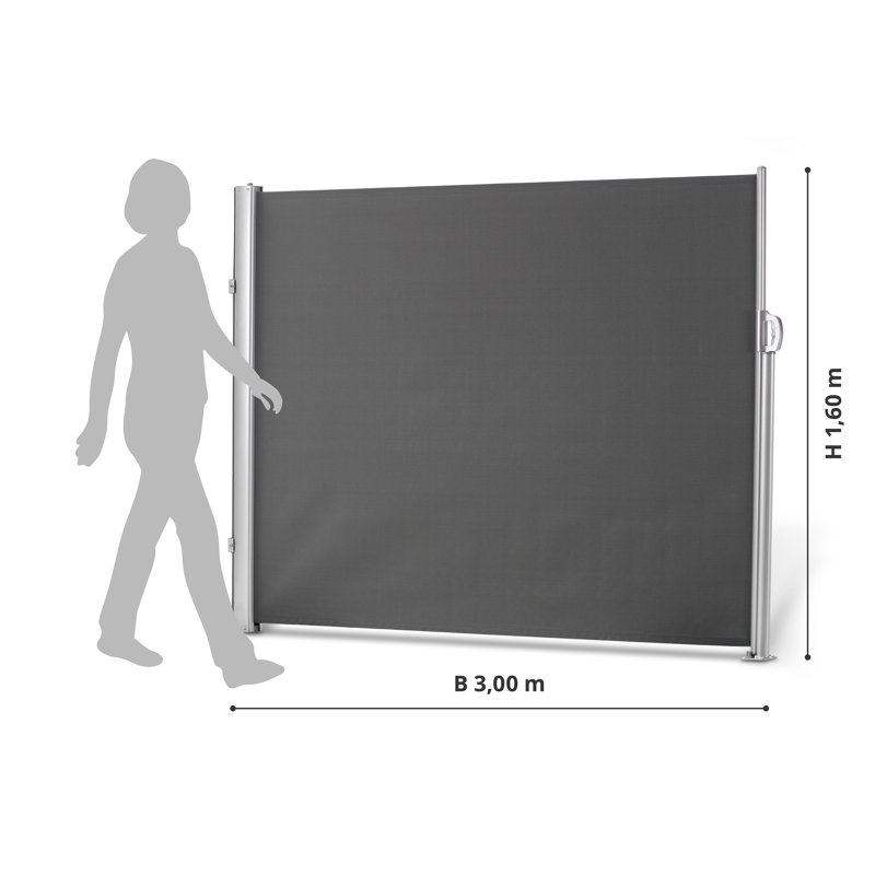 Dakota Fields 300cm W x 8cm D Polyester Cover Retractable Side Awning, Grey