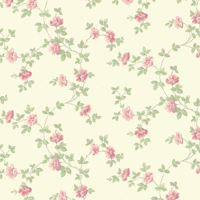 Rouleau de papier peint L 32,7 pi x l 20,5 po Plantation, Rose / Vert