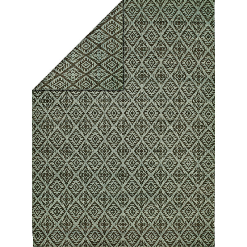 Wool Geometric Area Rug in Blue, Rectangle 9' x 12'