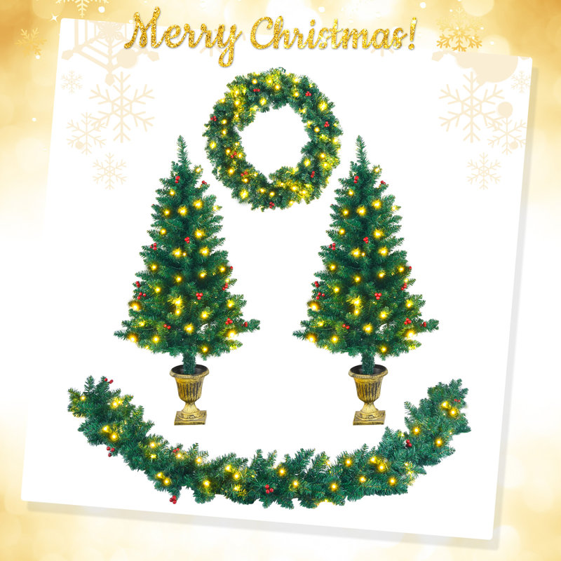 Arbre de Noël vert 4 "avec 200 lumières DEL H 4"