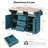 55.7'' Large Kitchen Island with 2 Drop Leaf,, Rolling Kitchen Cart on 5 Wheels with Power Outlet, Folding Storage Dining Table with Spice & Towel Rack , 3 Drawers, for Kitchen, Dining Room,Green-3055202