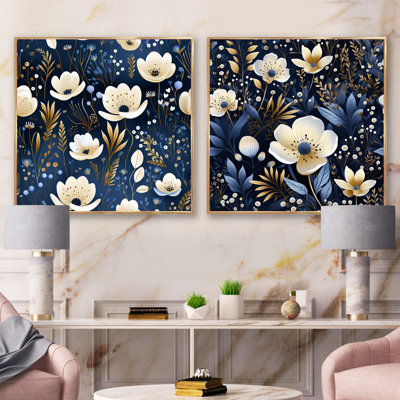 Westford - Ensemble de 2 collages carrés floraux