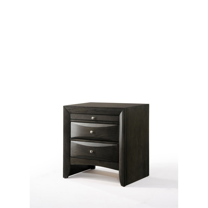 Table de chevet contemporaine en chêne gris avec de grands tiroirs de rangement pratiques et fonctionnels