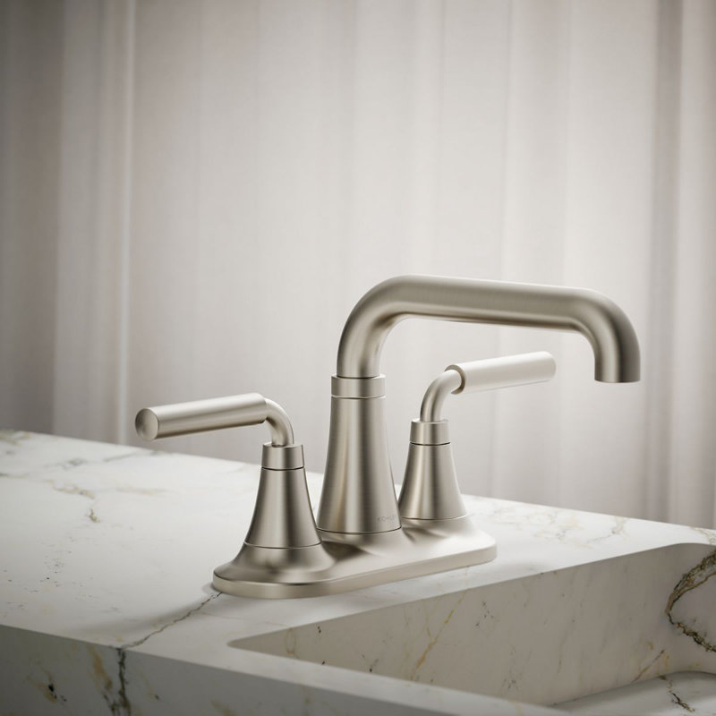 Tone Two-Handle Centerset Bathroom Sink Faucet with Clicker Drain, 1.0 GPM, Brushed Nickel
