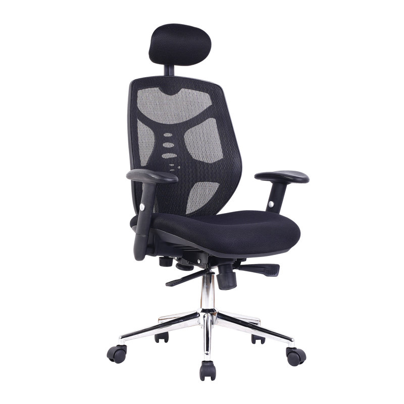 Symple Stuff Mesh Executive Chair with Headrest, Black