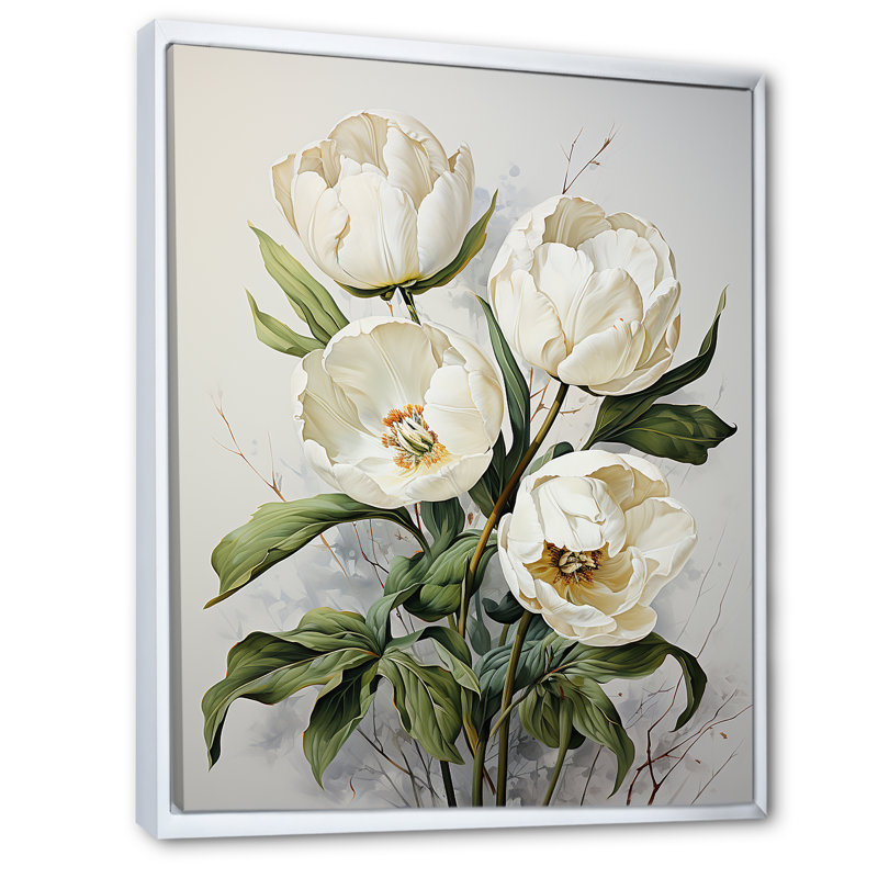 Support tulipe blanc, Cadre flottant blanc, H 32 po x l 24 po x P 1 po
