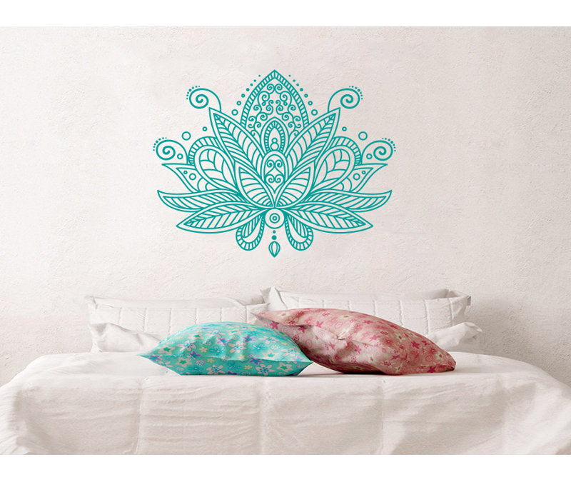 Décalcomanie murale fleur mandala lotus Estrella, Turquoise