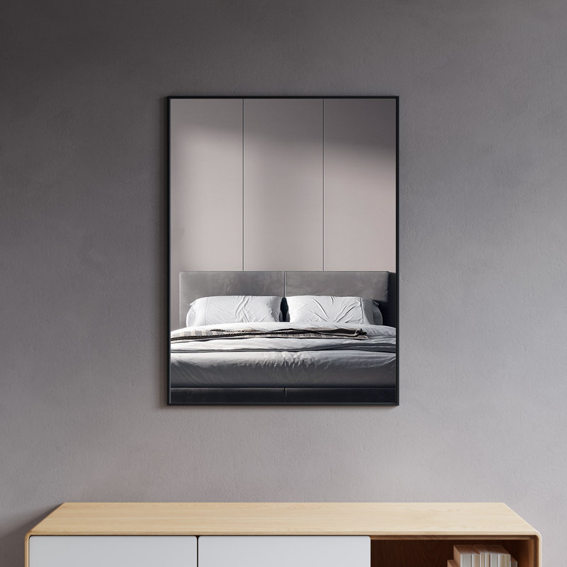 Akhilesh Wall Mirror, 31" H x 24" W, Black