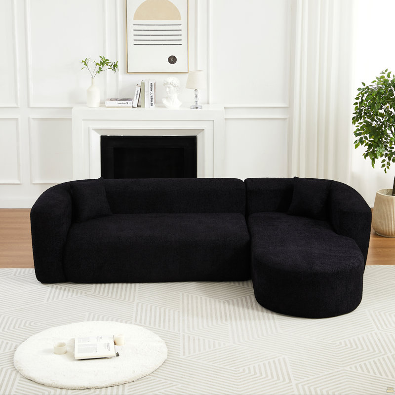 Canapé modulaire de luxe à dossier incurvé 109,4 po, Face à la droite, Noir
