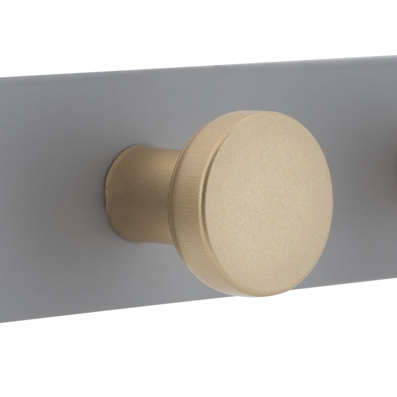 Gray and Gold Iron Over-the-Door 3-Hook Rack