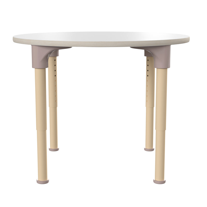 Table de classe ronde en bois à hauteur ajustable Bright Beginnings, Blanc
