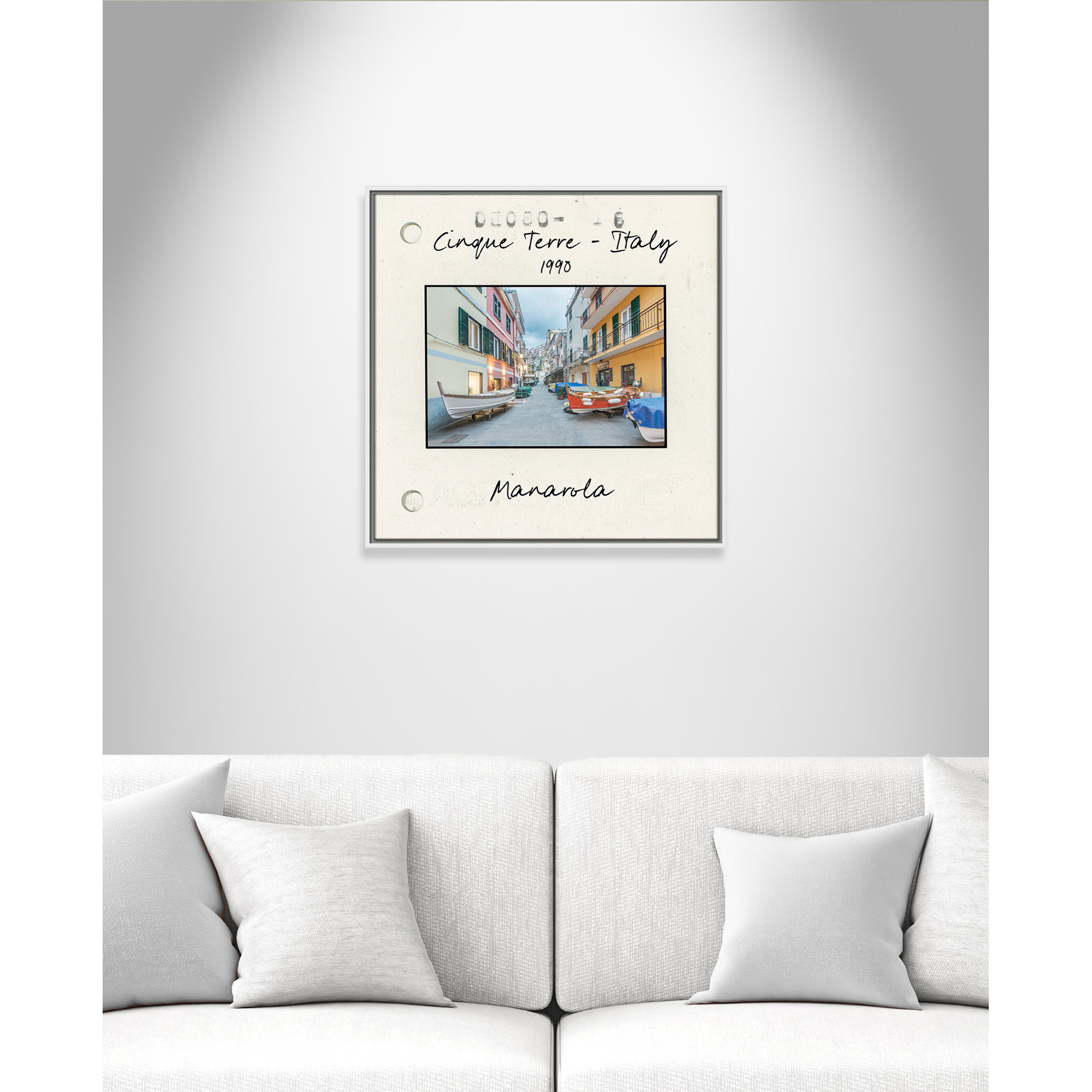 Cinque Terre, Italy - Manarola Print by Danita Delmont, White Floater Framed Canvas, 25.5" H x 25.5" W x 2" D
