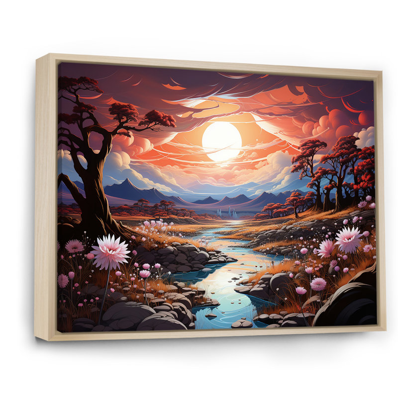 Kawaii Paries Landscape at Sunset I, H 30 po x l 40 po x P 1,5 po, Cadre naturel flottant