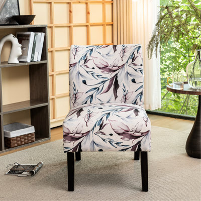 Chaise d'appoint contemporaine avec doublure à imprimé floral mauve