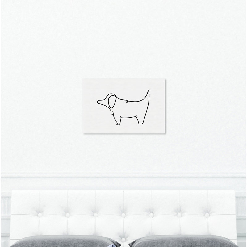 Simple contour de chiot-reproduction d’art, H 20 po x l 30 po x P 1,5 po, Toile tendue