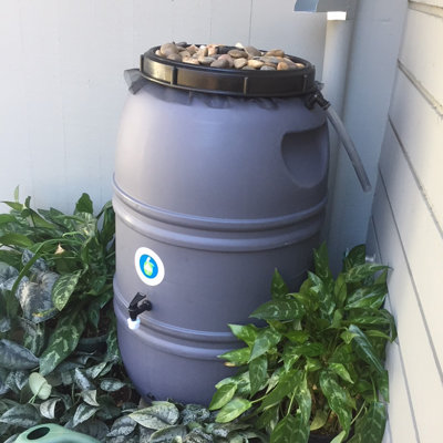 Great American Rain Barrel Plastic Drainable Dual Overflow Rain Barrel