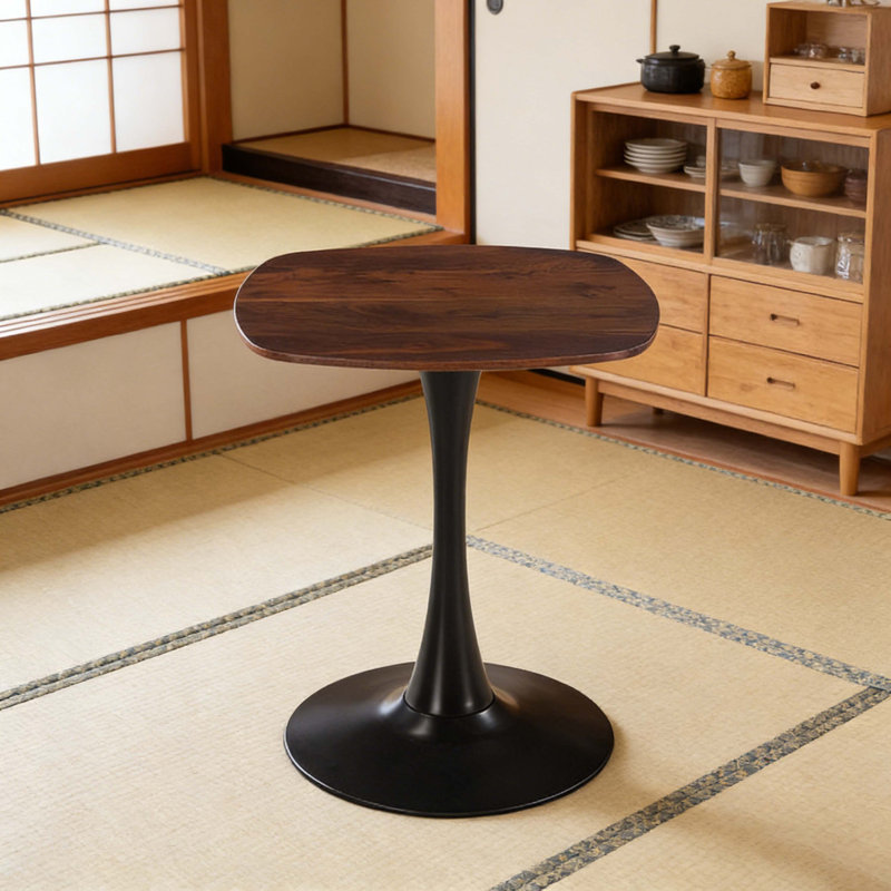 Table de salle à manger ronde 23,62 "à piédestal en noyer, petite table moderne en bois aggloméré pour 2 personnes, table d'appoint compacte pour petits espaces