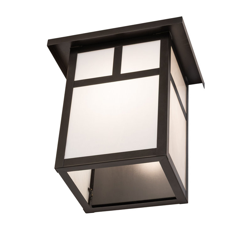 1 - Light Flush Mounted Sconce, White, Craftsman Brown
