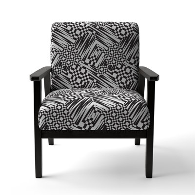 Fauteuil d'appoint rembourré à motif géométrique noir et blanc