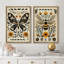 «Butterfly Bee Animal and Boho Floral Botanical Decor», reproduction d'art sur toile encadrée 2 pièces-99015873-99015870