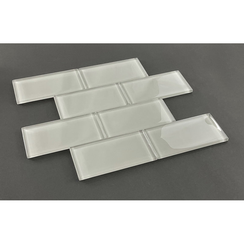 Carrelage mural simple en verre 3 "x 6", Gris cendré