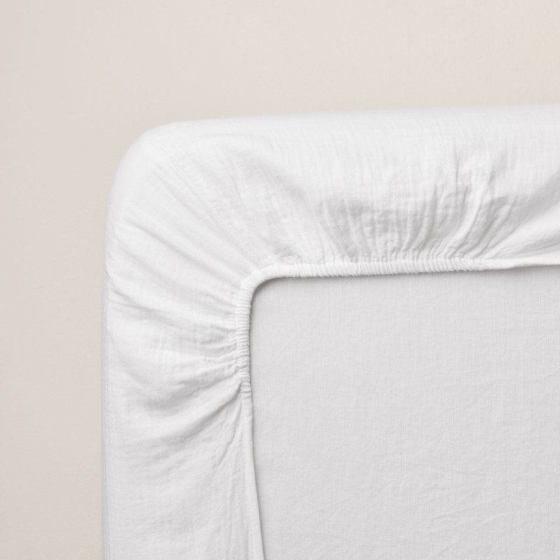 100% Cotton Fitted Sheet, European Double (140 x 200 cm), White